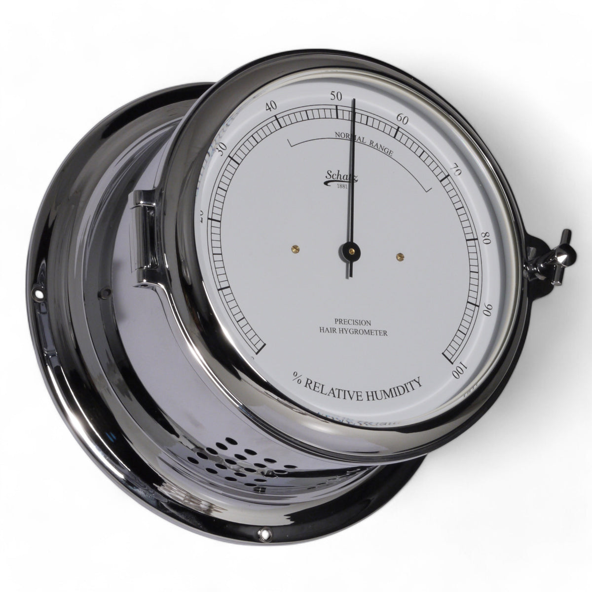 Schatz Royal haar-hygrometer 180 mm - stijlvolle luchtdrukmeter 483H chroom 