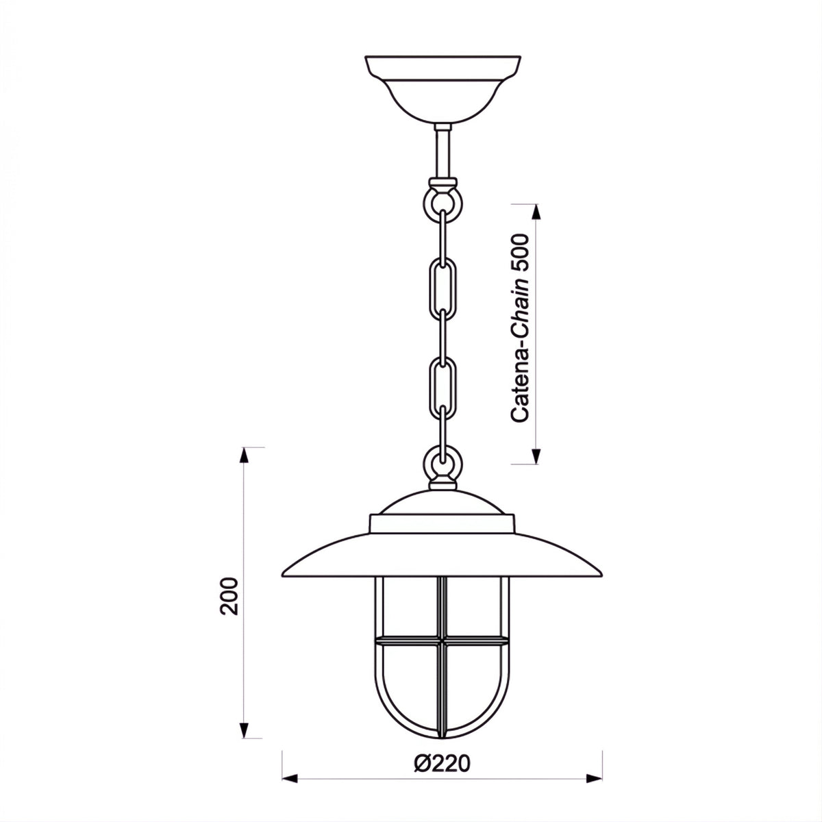 Scheepsmodel hanglamp van Foresti en Suardi afmetingen