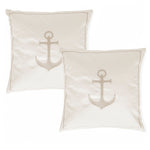 Sierkussen Santorini met geborduurd anker  - tijdloos comfort (set van 2) _ecru