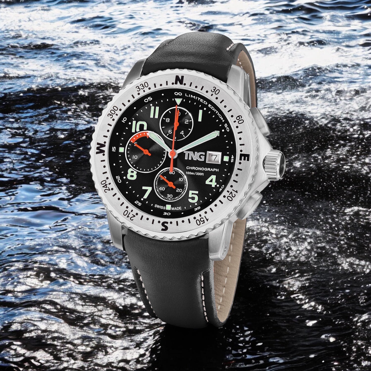 TNG_Baltic_Cup_43mm_-black_Dial_black_strap_in_the_water