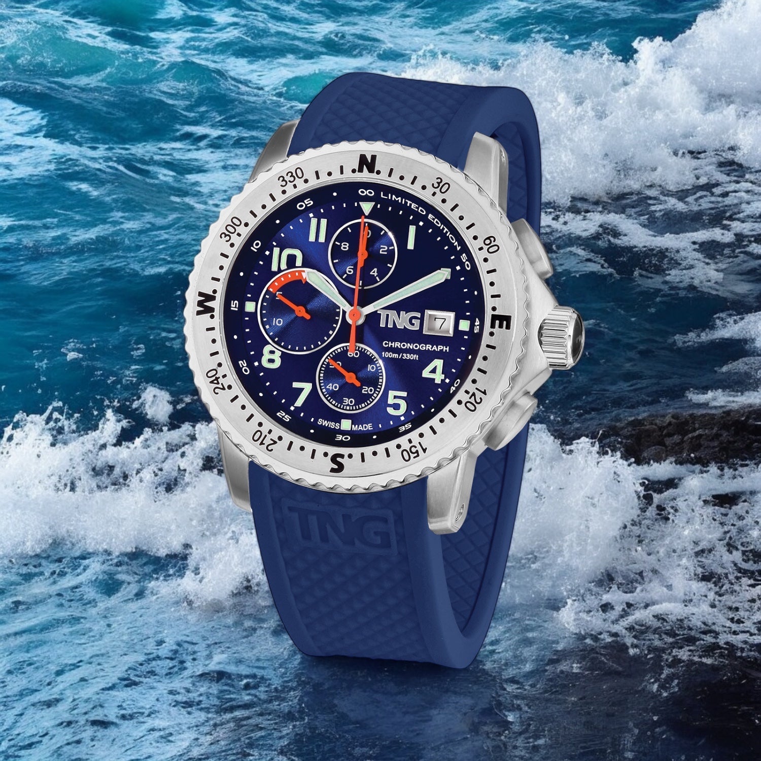 TNG Baltic Cup 43mm -blue Dial blue TPU Strap