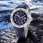 TNG Baltic Cup 43mm -blue Dial blue leather strap on the water