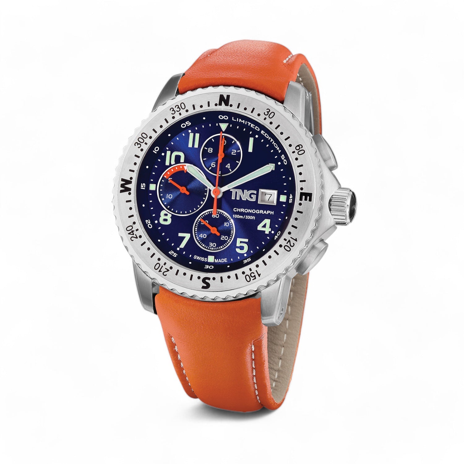 TNG Baltic Cup 43mm -blue Dial orange strap