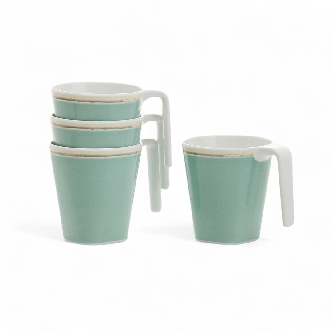 Flamefield mokken Tiffany (set van 4)- zacht groen, stapelbaar, met oor