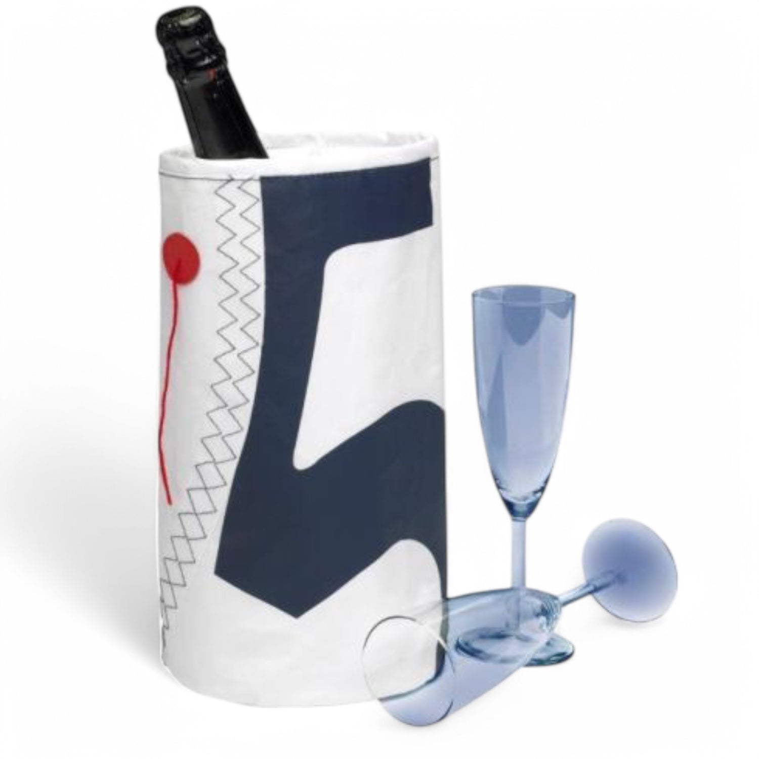 Trend marine wijn koeler navy met fles wijn
