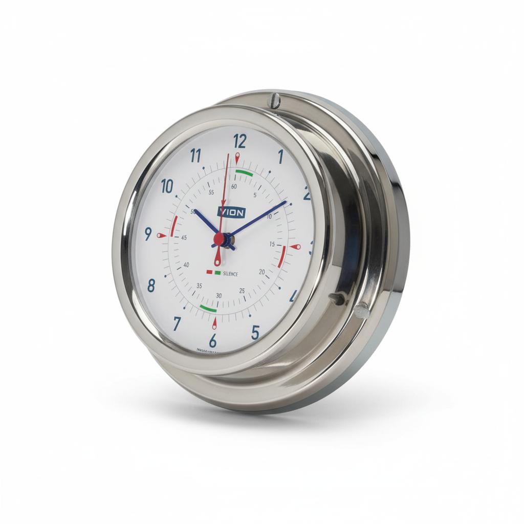 VION A100C scheepsklok 129 mm – quick-lock, radio-silence markering, RVS