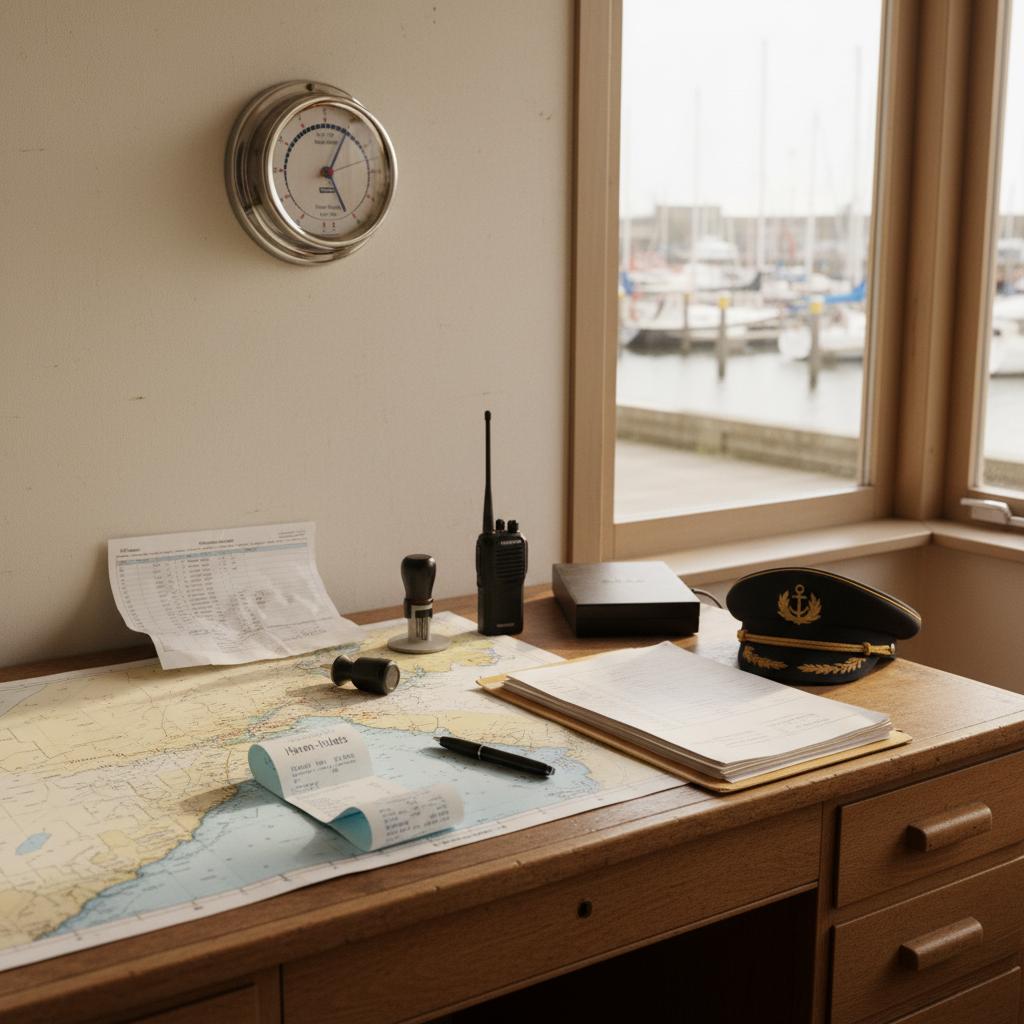 VION A100 getijdenmeter – tide indicator hangend in het haven kantoor