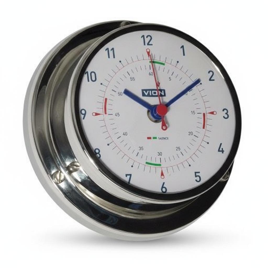 VION A80C scheepsklok 97 mm met quick-lock montage en radio-silence en blauw/rode wijzers