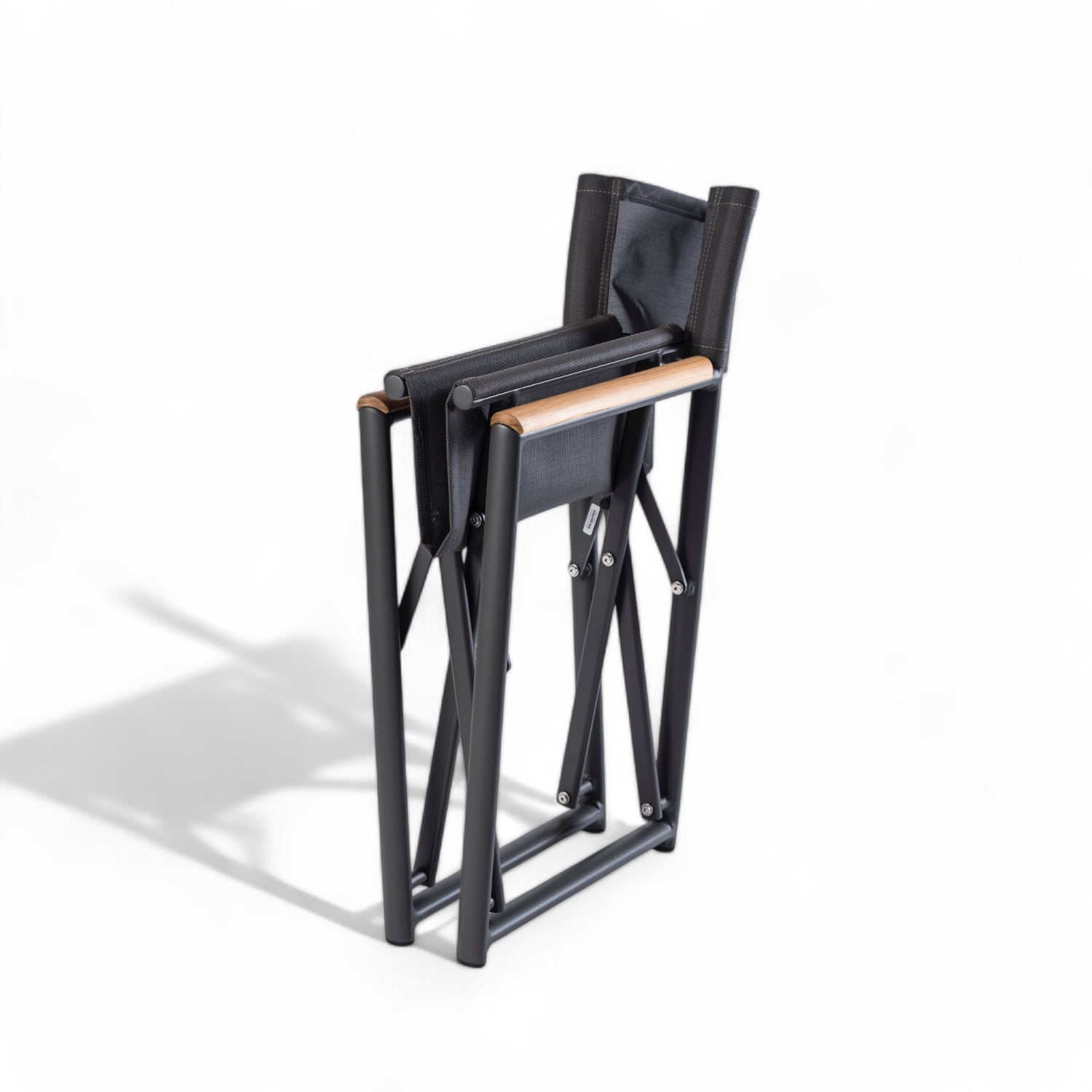 Varaschin regisseursstoel Victor - aluminium met teak, grijs antraciet ingeklapt