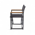 Varaschin regisseursstoel Victor - aluminium met teak, grijs zijkant
