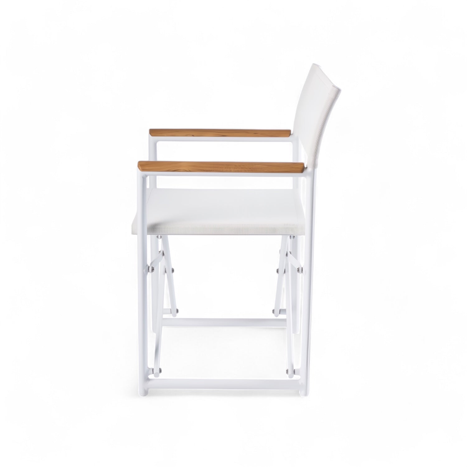 Varaschin regisseursstoel Victor - aluminium met teak, wit zij aanzicht
