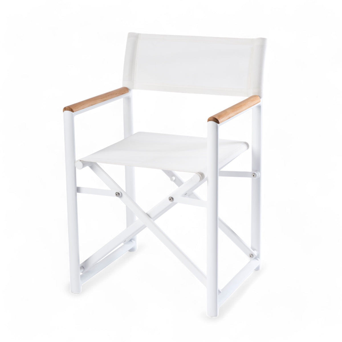 Varaschin regisseursstoel Victor - aluminium met teak, wit zijkant