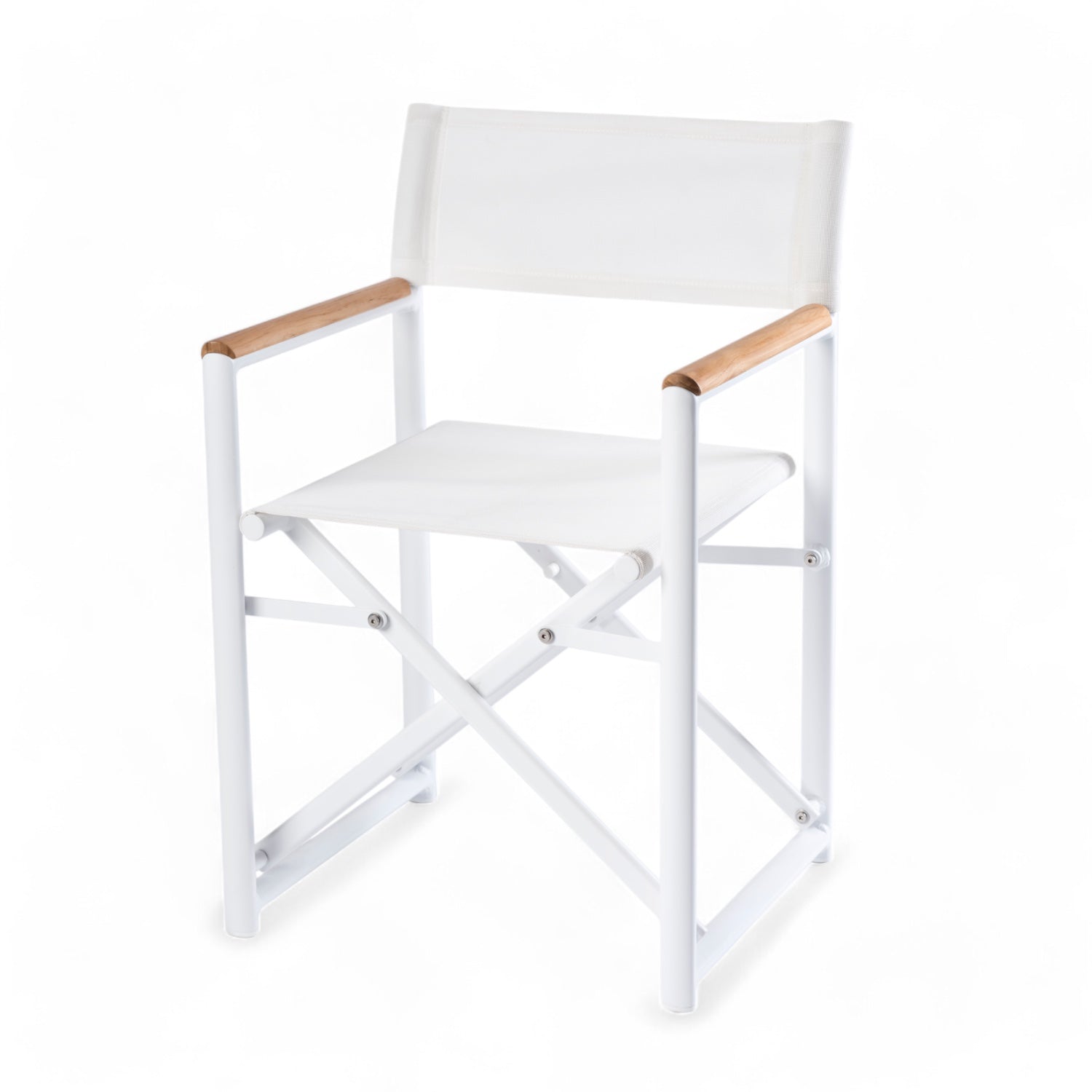 Varaschin regisseursstoel Victor - aluminium met teak, wit zijkant