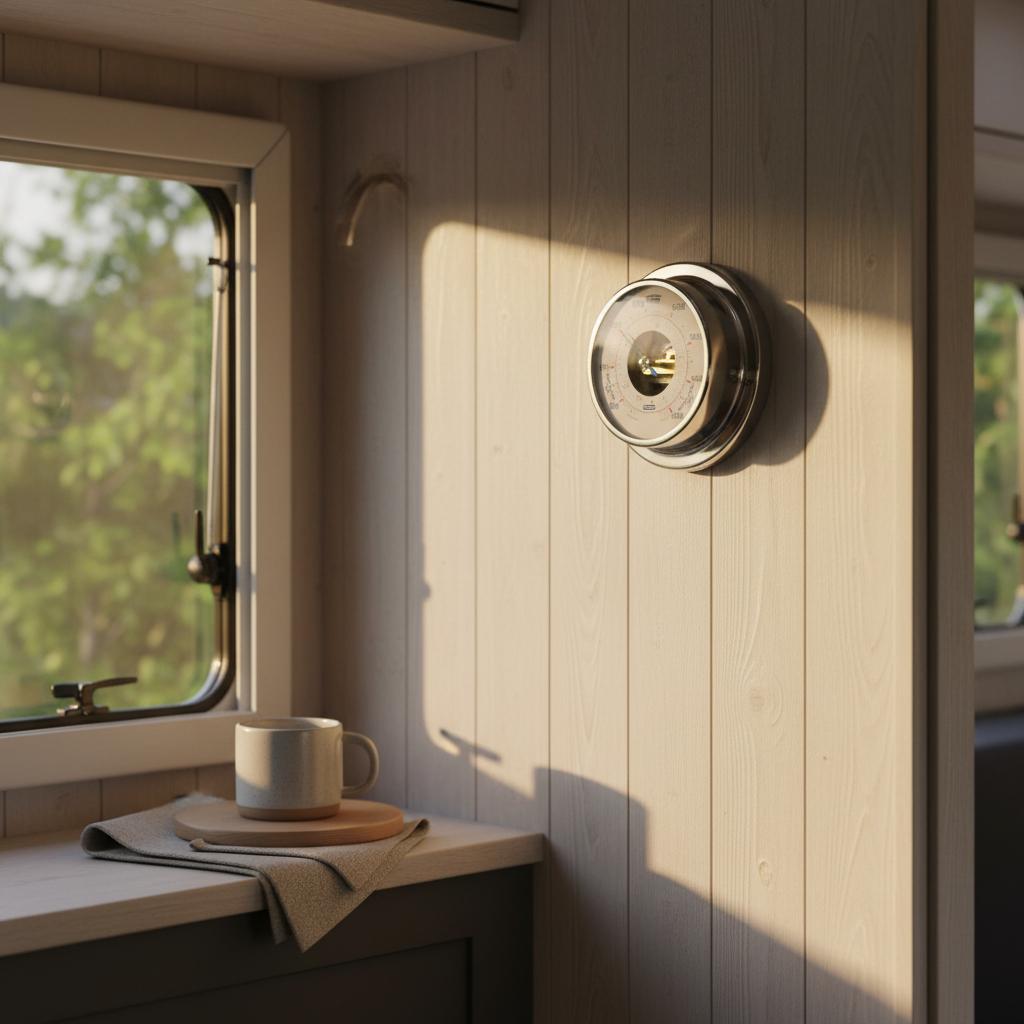 Vion A080B Hi Sensitive barometer hangend in een caravan