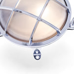 Waterdichte buitenlamp – chroom, rond, nautische stijl met rooster van Foresti en Suardi detailfoto