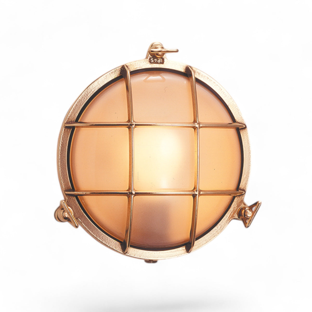 Waterdichte buitenlamp – messing, rond, nautische stijl met rooster van Foresti en Suardi