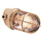 Waterdichte wand- en plafondlamp messing met nautisch rooster van Foresti en Suardi schuine hoek