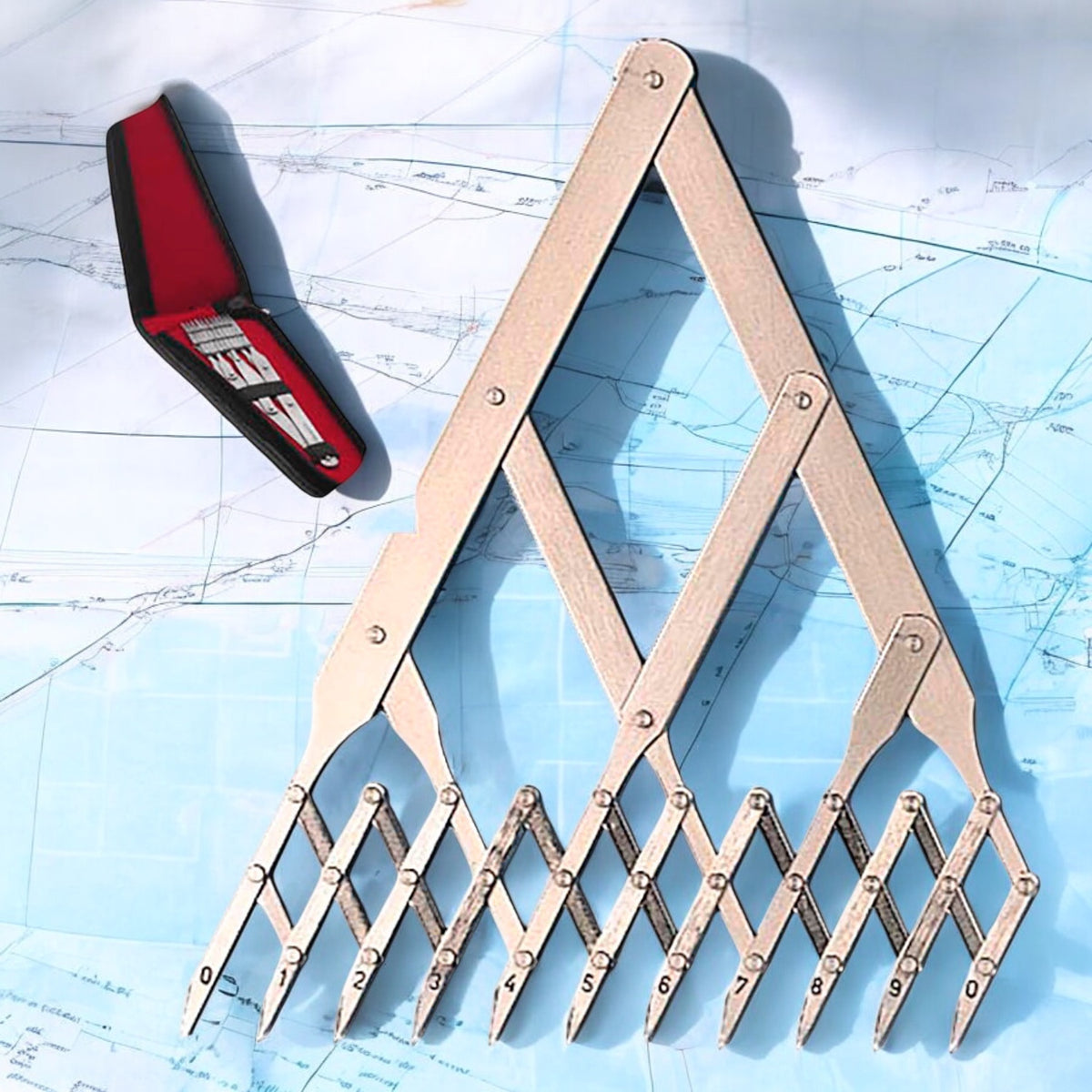 Weems & Plath 6 inch Ten Point Divider RVS op een kaart