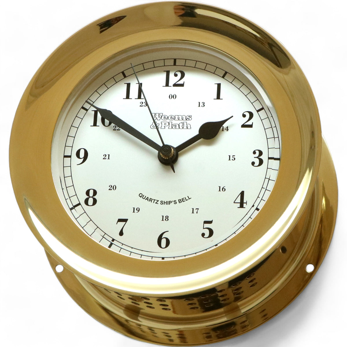 Weems & Plath Atlantis quartz scheepsklok met scheepsbel 140 x 73 mm - traditioneel 8-bellen in luxe uitvoering 200100 messing