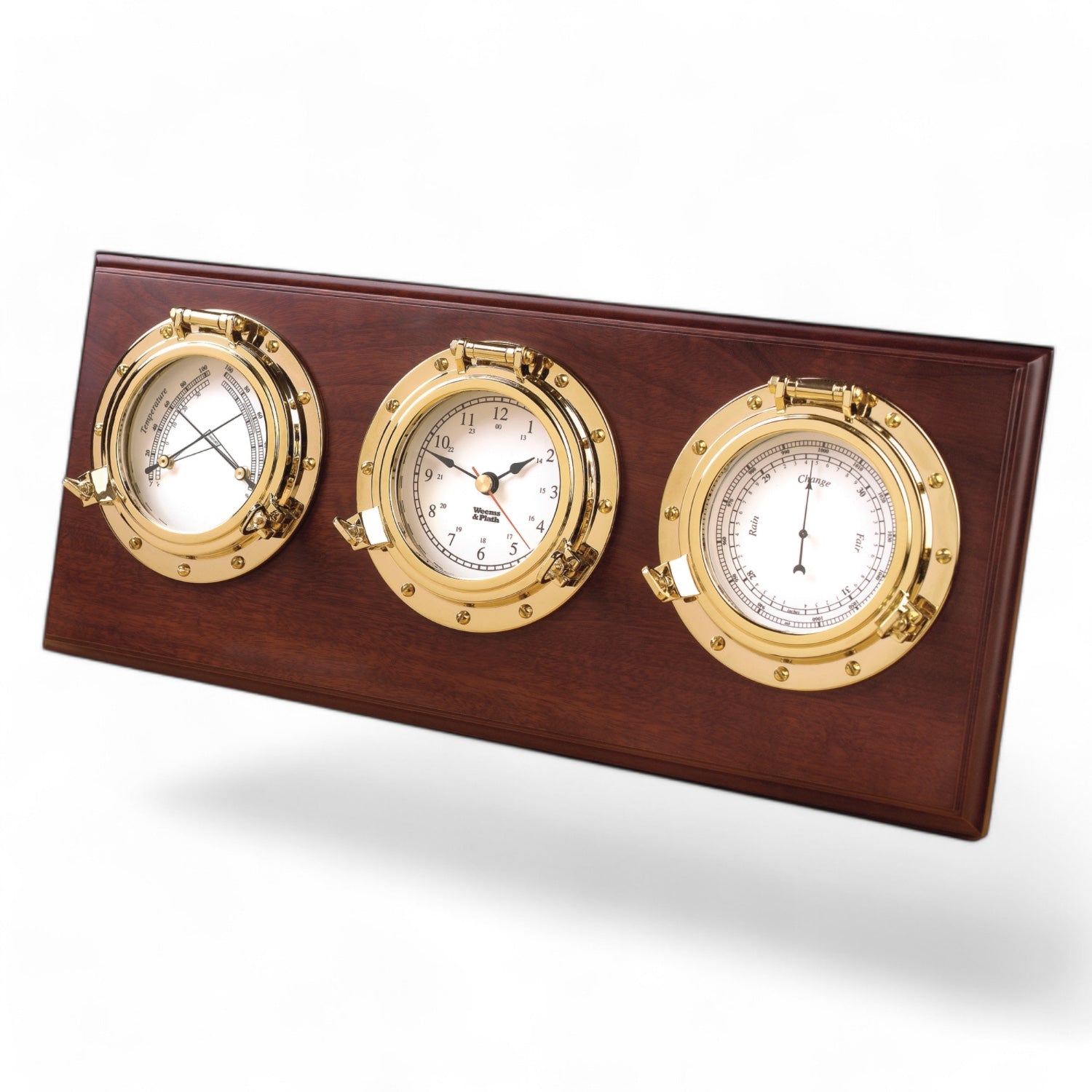 Weems & Plath Porthole bureau weerstation 355 x 152 x 32 mm - compleet, klassiek, mahonie en messing 312800