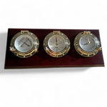 Weems & Plath Porthole bureau weerstation 355 x 152 x 32 mm - compleet, klassiek, mahonie en messing schuin voorkant