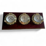 Weems & Plath Porthole bureau weerstation 355 x 152 x 32 mm - compleet, klassiek, mahonie en messing voorkant 1