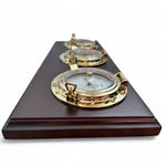 Weems & Plath Porthole bureau weerstation 355 x 152 x 32 mm - compleet, klassiek, mahonie en messing zijkant 1