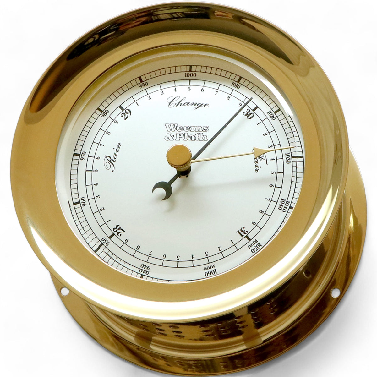 Weems en Plath Atlantis barometer 140 x 73 mm - stijlvolle aneroide maritieme luchtdrukmeter 200700HA messing