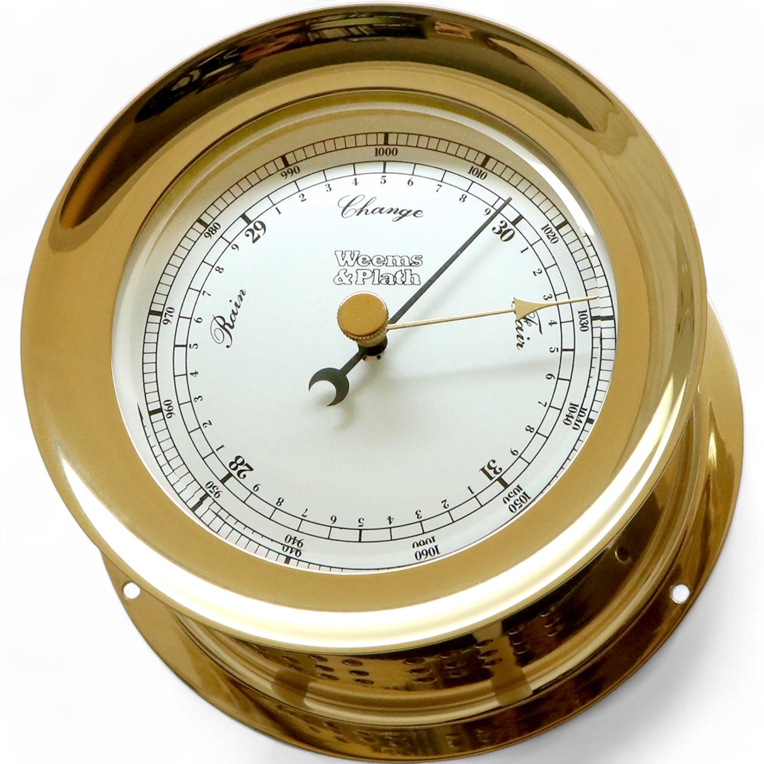 Weems en Plath Atlantis barometer 140 x 73 mm - stijlvolle aneroide maritieme luchtdrukmeter 200700 messing
