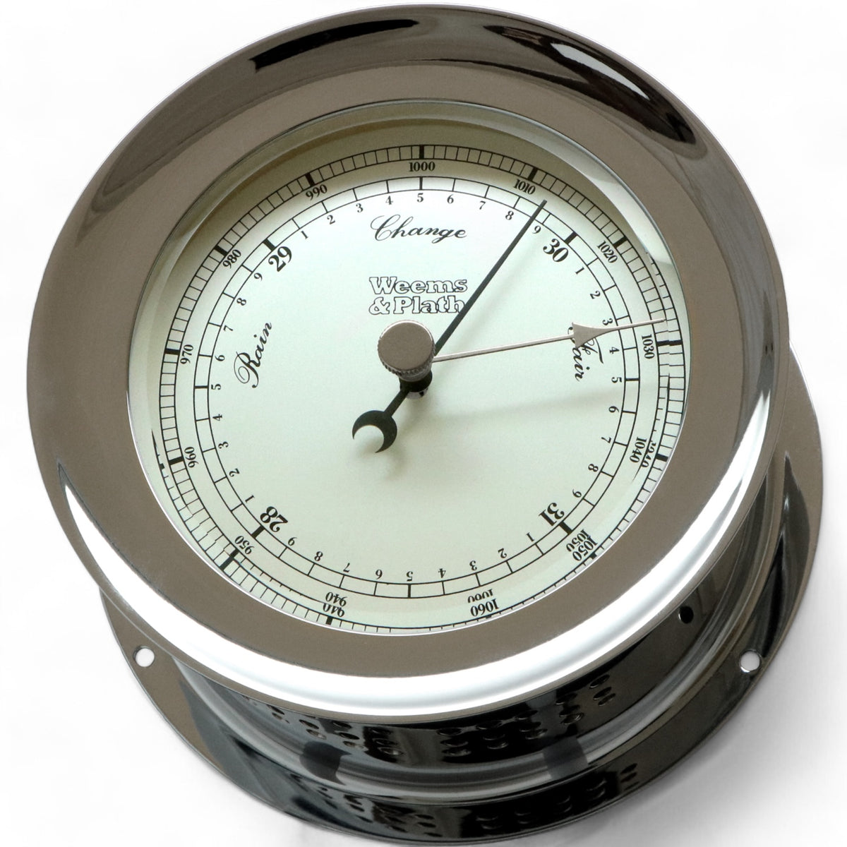 Weems en Plath Atlantis barometer 140 x 73 mm - stijlvolle aneroide maritieme luchtdrukmeter 220700HA chroom