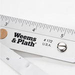 Weems_plath_12_inch_brushed_aluminium_arms_parallel_rule_140_close_up_top