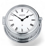 Wempe Admiral III chroom scheepsklok met scheepsbel 185 x 70 mm - klassiek, Romeinse cijfers, witte wijzerplaat , quartz uurwerk