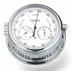 Wempe Admiral IiI weerstation 185 x 70 mm verchroomd messing - combinatie instrument barometer, thermometer, hygrometer, witte wijzerplaat zwarte cijfers