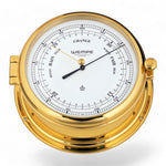 Wempe Admiral II barometer 185 x 70 mm - dubbel aneroïde mechanisme, witte wijzerplaat, messing variant