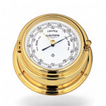 Wempe Bremen II barometer 150 x 75 mm – massief messing met patrijspoort opening en messing gelakte behuizing