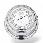 Wempe Bremen II barometer 150 x 75 mm – massief messing met patrijspoort opening, kleur chroom