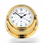 Wempe Bremen II messing scheepsklok met Arabische cijfer 150 mm x 75 mm, frontopening, witte wijzerplaat, quartz uurwerk