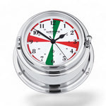 Wempe Bremen II verchroomd messing scheepsklok 150 x 75 mm – frontopening, witte wijzerplaat, quartz uurwerk met radio-stilte zones