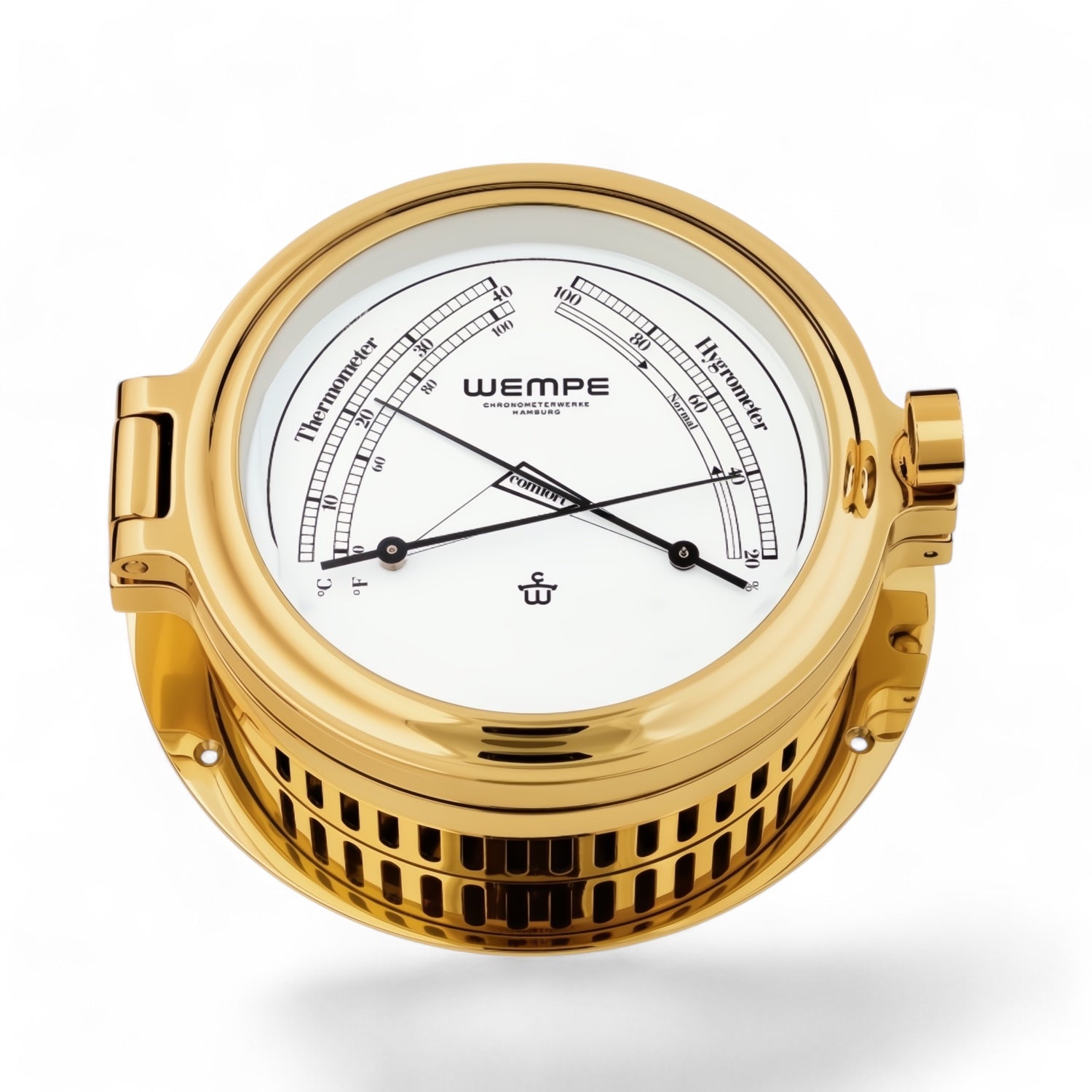 Wempe Cup II messing comfortmeter 140 x 47 mm - roestvrijstaal, luxe combinatie-instrument met comfort zone