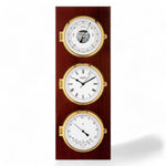 Wempe Elegance weerstation - klok met baro/thermo/hygrometer op luxe plaat messing met mahonie uitvoering
