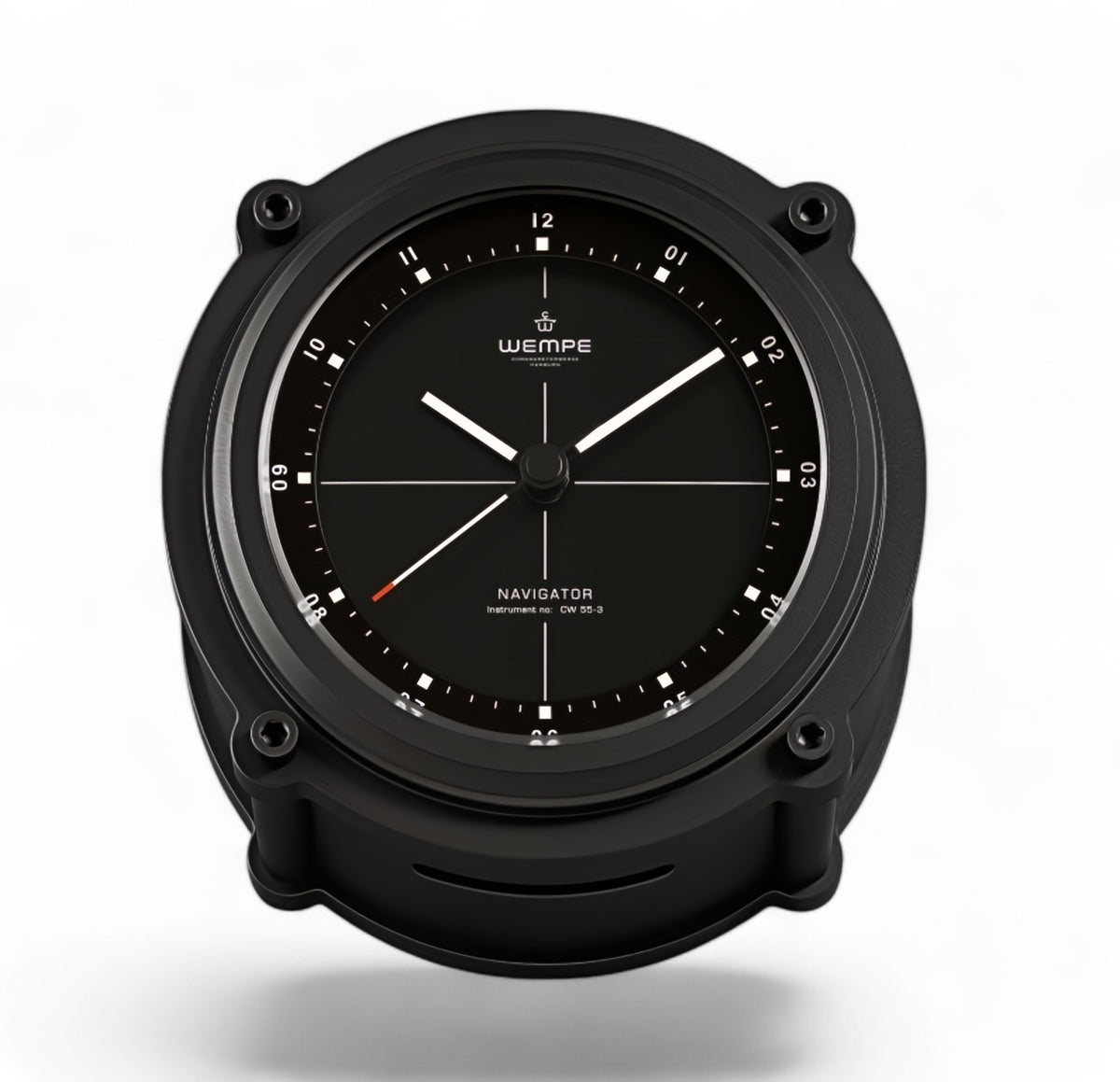 Wempe Navigator II scheepsklok 130 x 70 mm - zwart aluminium met lichtgevende cijfers