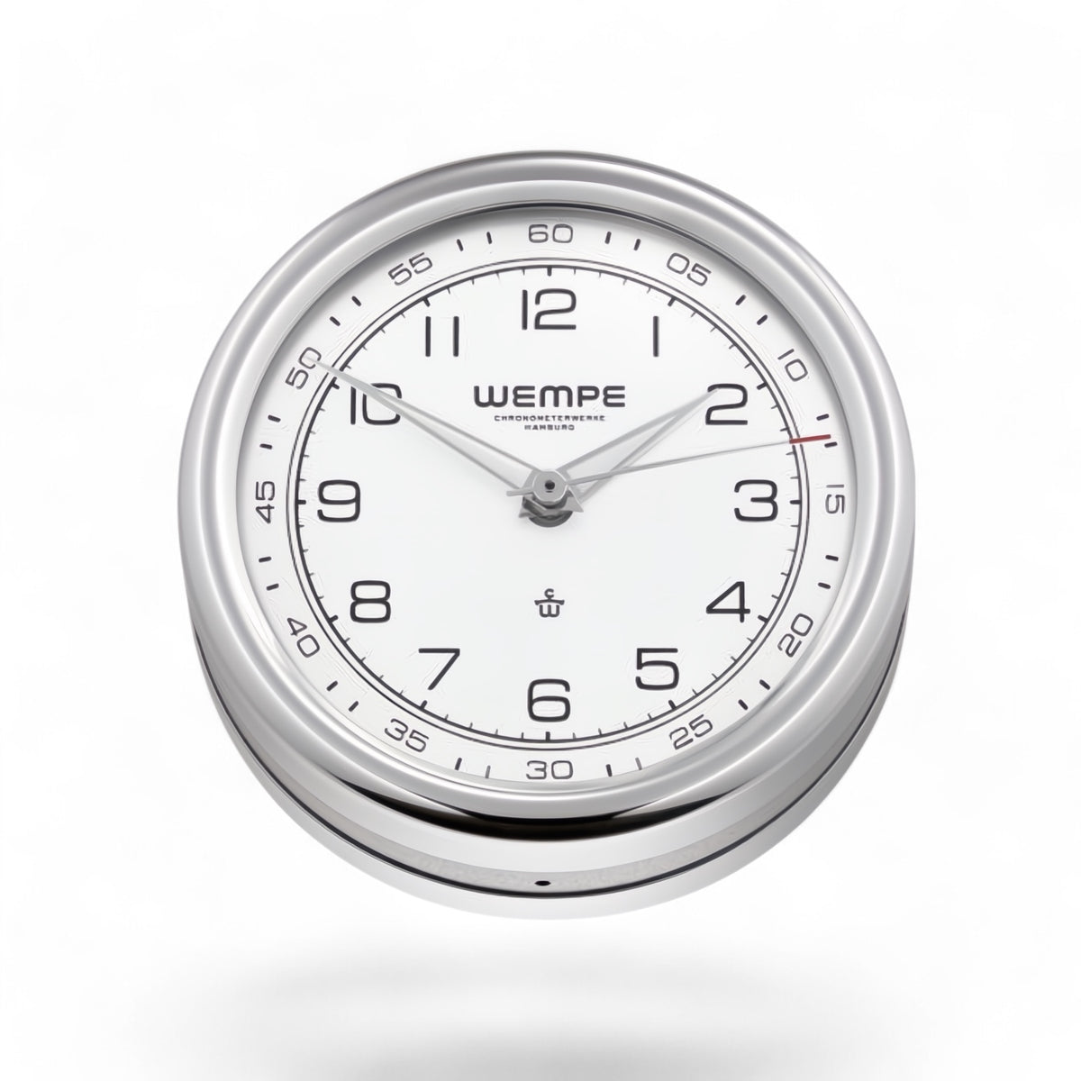 Wempe Pilot Scheepsklok 100 x 35 mm - roestvrijstaal met witte wijzerplaat, LumiNova, quartz uurwerk