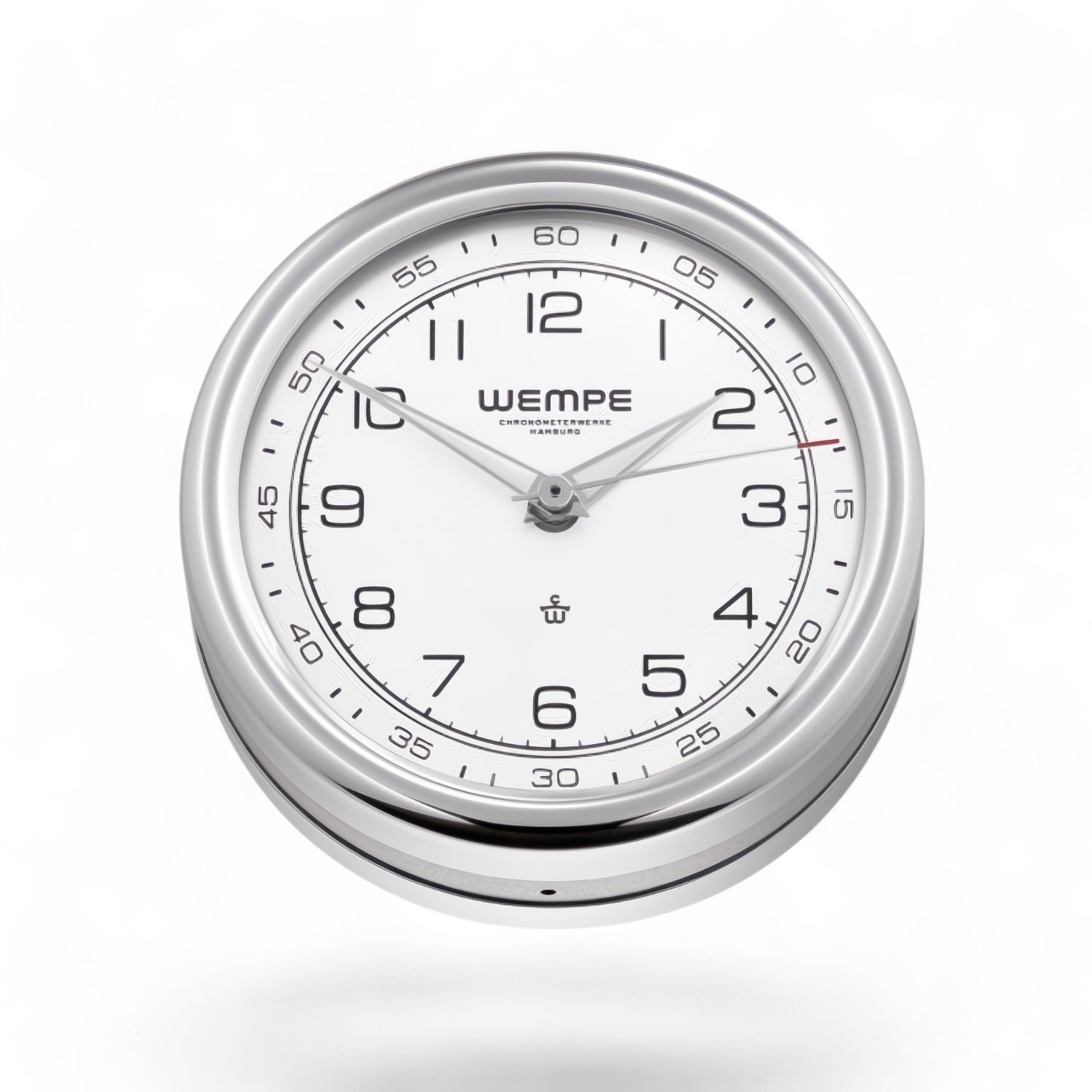 Wempe Pilot Scheepsklok 100 x 35 mm - roestvrijstaal met witte wijzerplaat, LumiNova, quartz uurwerk
