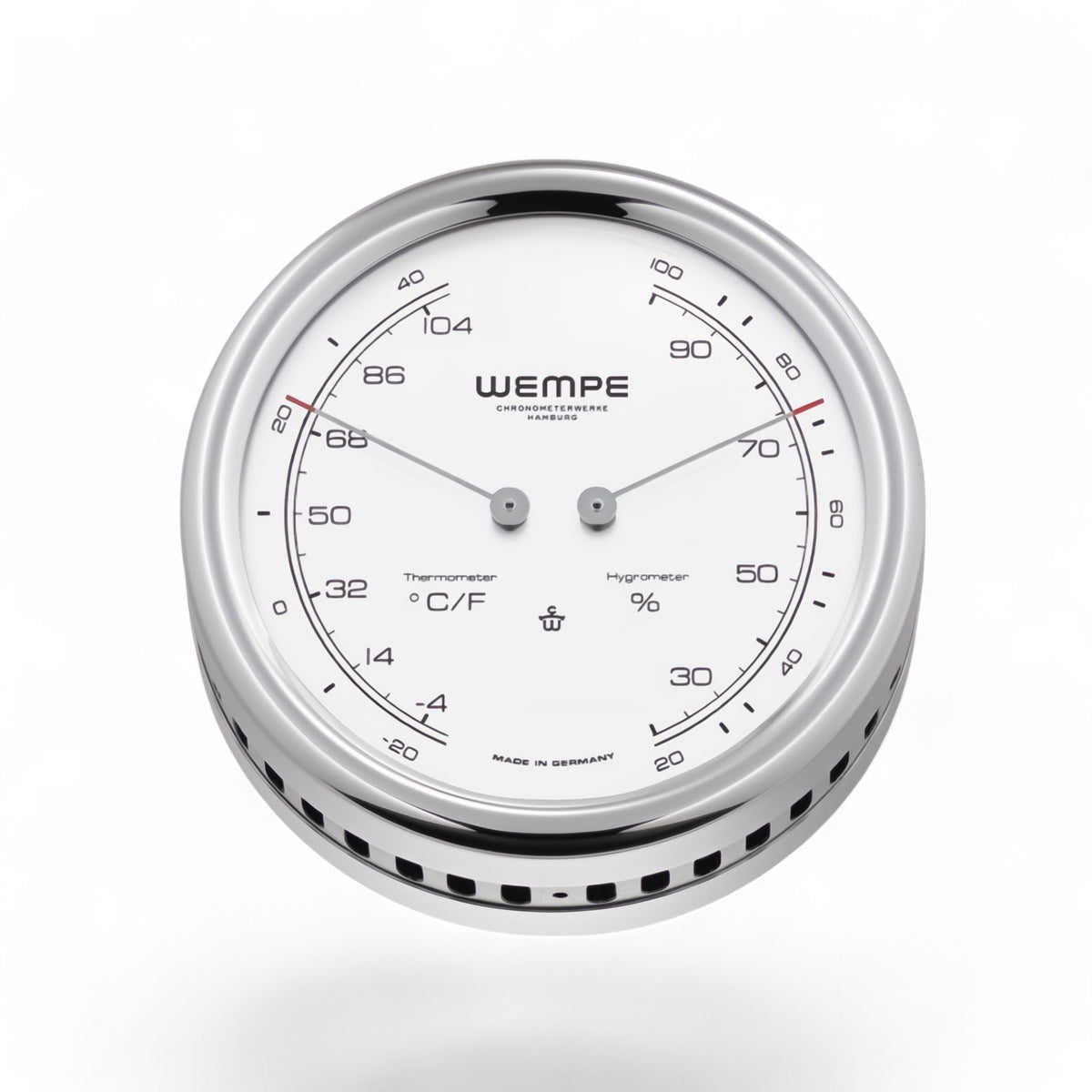 Wempe Pilot comfortmeter met witte wijzerplaat 100 x 35 mm -  gepolijst roestvrij staal, LumiNova-indexen
