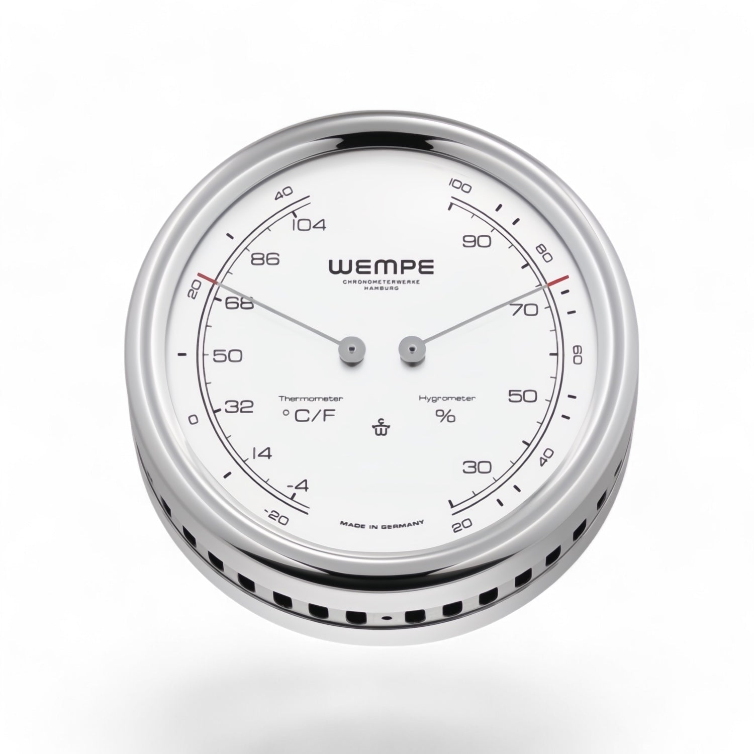 Wempe Pilot comfortmeter met witte wijzerplaat 100 x 35 mm -  gepolijst roestvrij staal, LumiNova-indexen