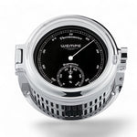 Wempe Regatta II comfortmeter 140 x 47 mm – verchroomd massief rvs, zwarte wijzerplaat, krachtpatser