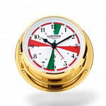 Wempe Skiff scheepsklok met radio stilte zones 110 x 42 mm messing- quartz uurwerk, met drukknopsluiting, Arabische cijfers 