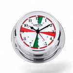 Wempe Skiff scheepsklok met radio stilte zones 110 x 42 mm messing- quartz uurwerk, met drukknopsluiting, chroom en Arabische cijfers 