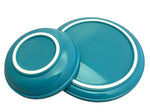 achterzijde met antislip Coastal melamine servies turquoise onderkant