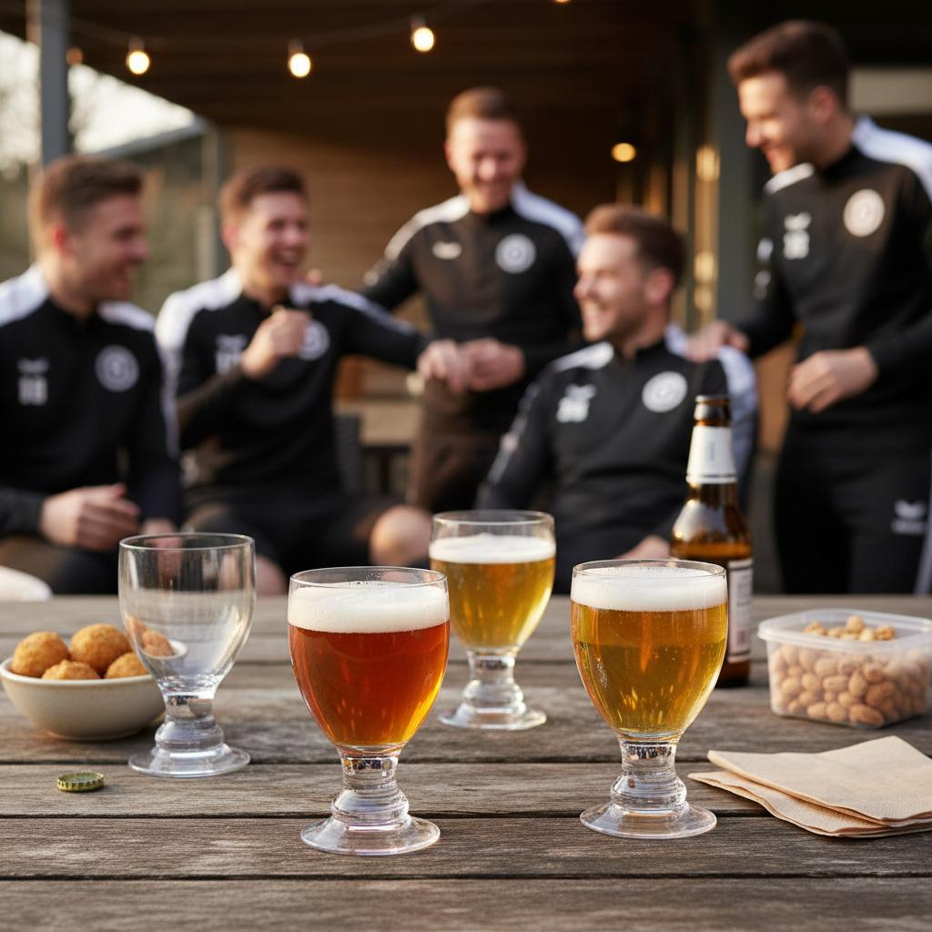 clear Bella goblets filled with beer a at a football club